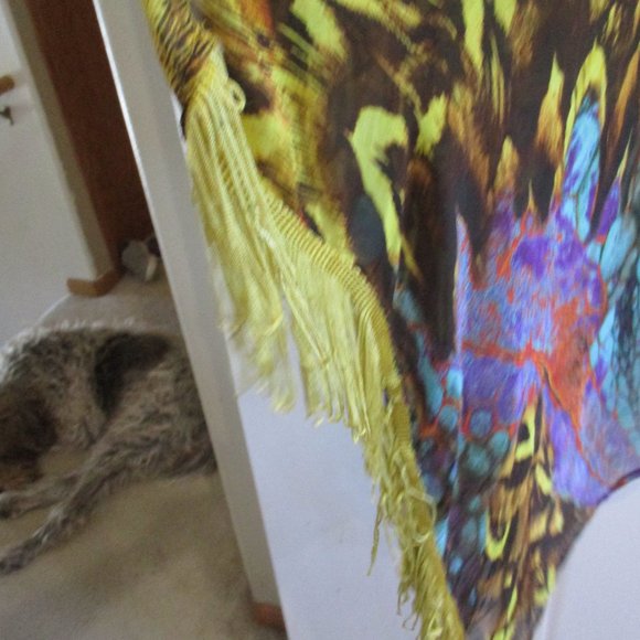 Alberto Makali rare 100% silk cardigan topper wrap s m art to wear boho - Picture 5 of 9